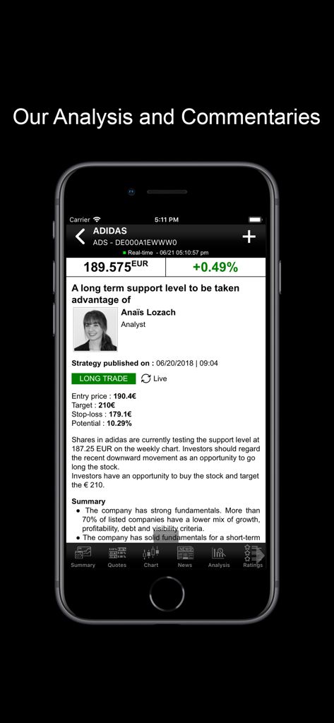 MarketScreener - Analisi dettagliata del titolo Adidas e commenti di esperti sull'app mobile MarketScreener.