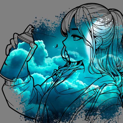 a realistic girl spray, painting