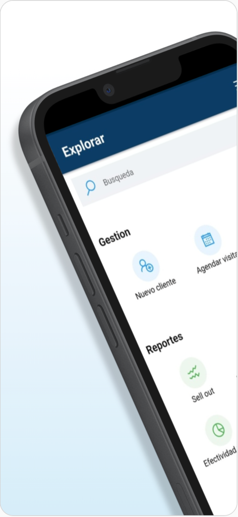 Terus - Terus mobile app dashboard showing management and reporting icons for field sales reps