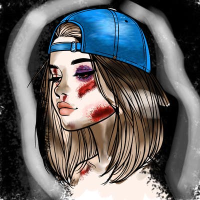 realistic  girl with a backwards hat
