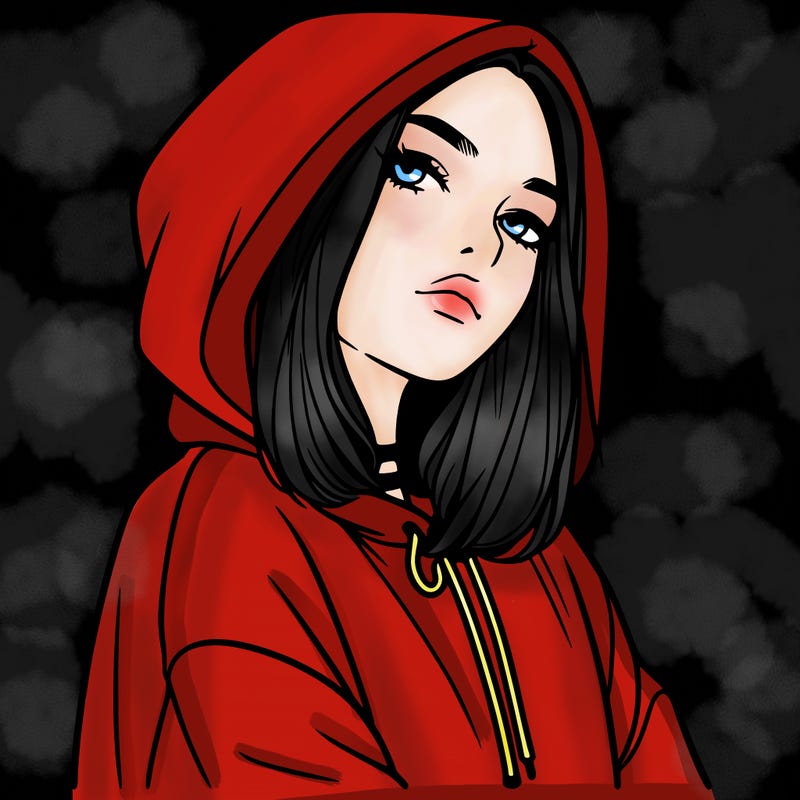a realistic girl in a hoodie
