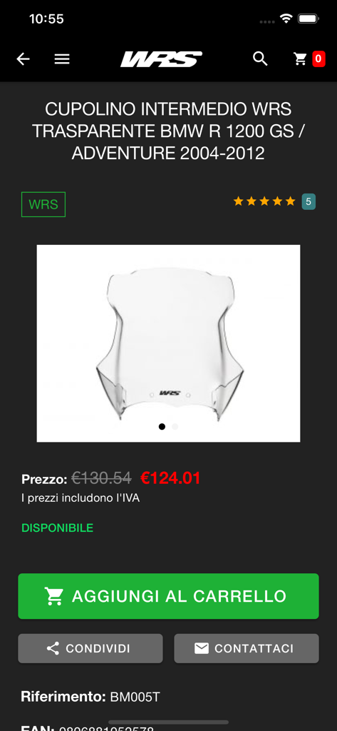 WRS intermediate transparent windshield for BMW R 1200 GS motorcycle