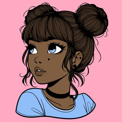 realistic girl with spacebuns