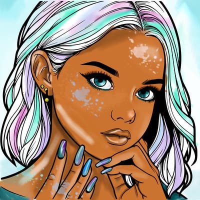 realistic girl with nails