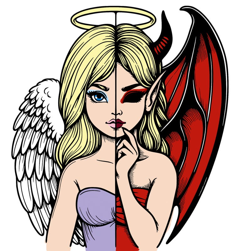 realistic angel half demon