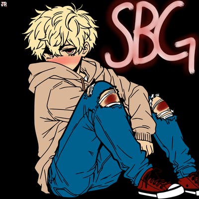 a male hoddie ripped jeans messy hair anime