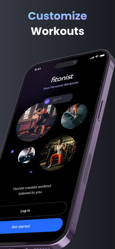 Fitonist Gym Workout Planner app display showing workout customization features