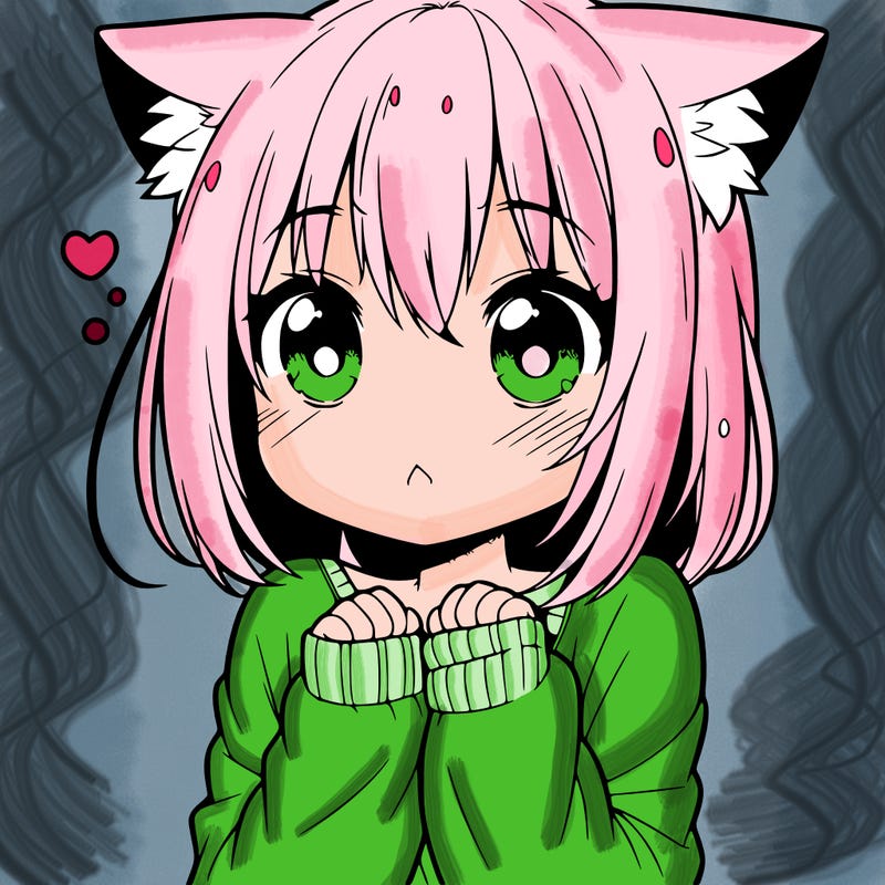 shy anime catgirl