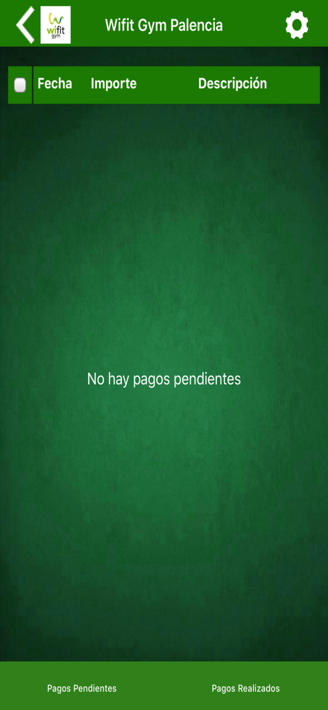 Interfaccia dell'app mobile Wifit Gym per il monitoraggio dei pagamenti dell'abbonamento in palestra e delle fatture in sospeso.