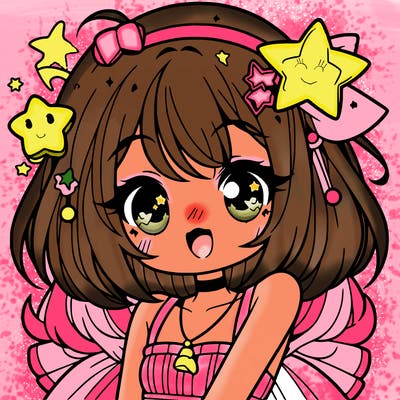 cute anime girl with star accessories