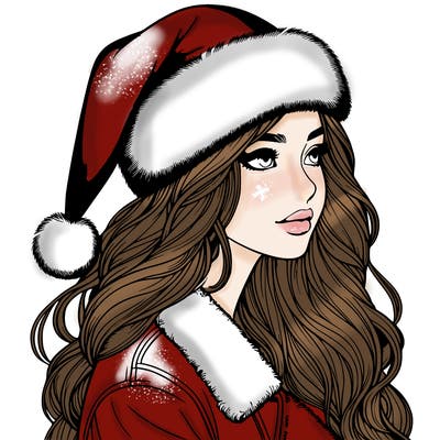 realistic girl in santa hat
