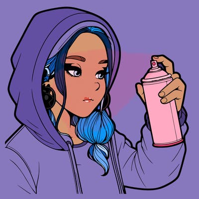 a realistic girl, spray painting