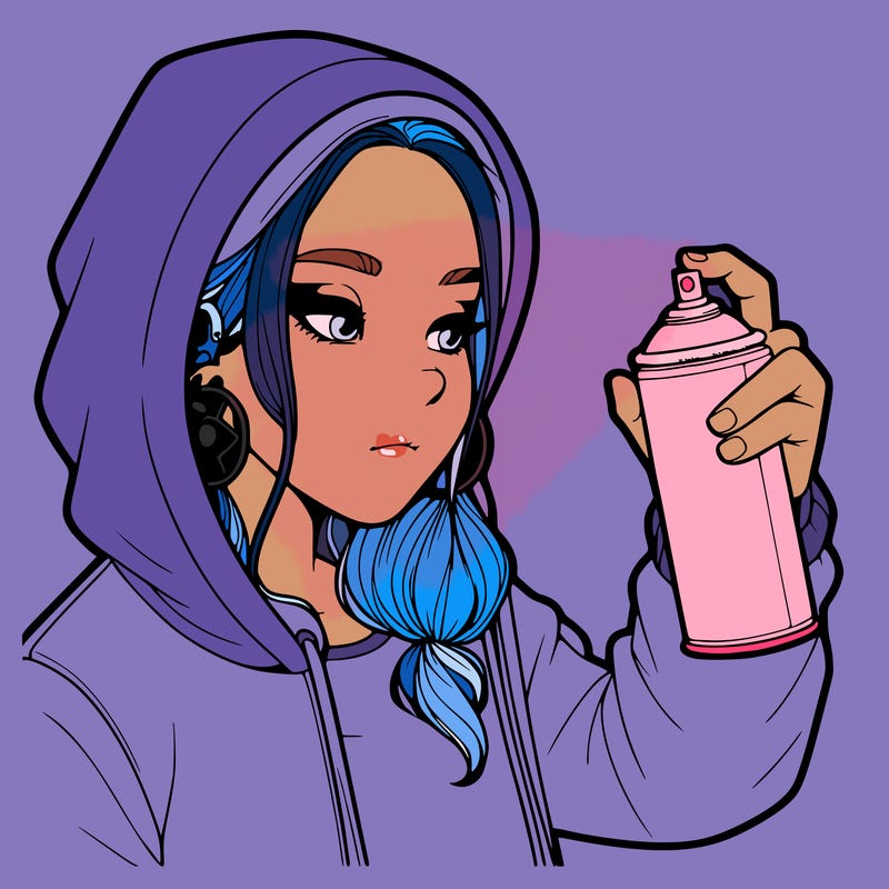 a realistic girl, spray painting