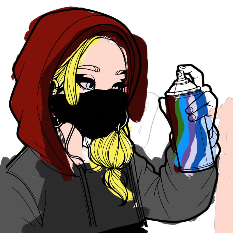 a realistic girl, spray painting