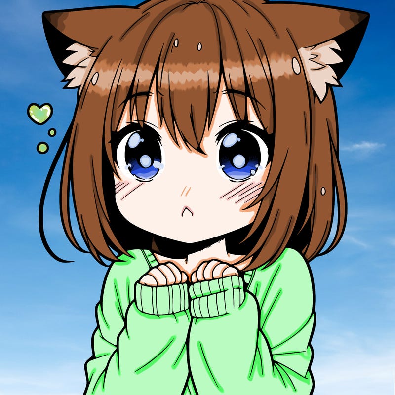 shy anime catgirl