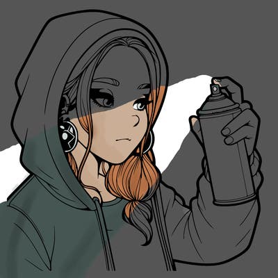 a realistic girl, spray painting