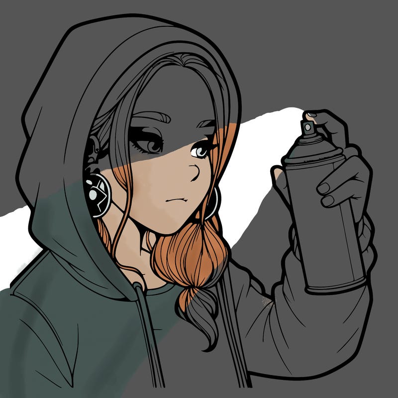 a realistic girl, spray painting