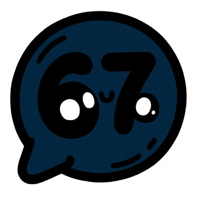 bubble that says 67
