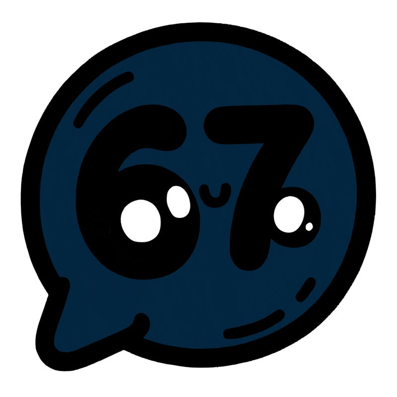 bubble that says 67
