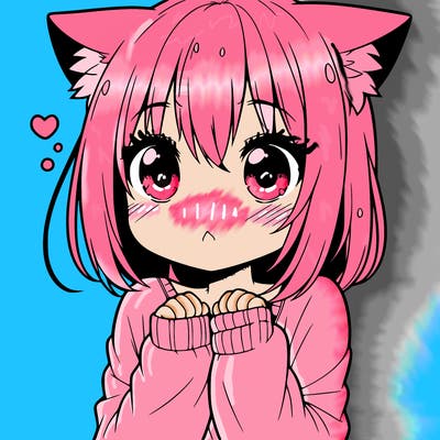 shy anime catgirl