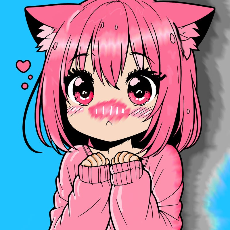 shy anime catgirl