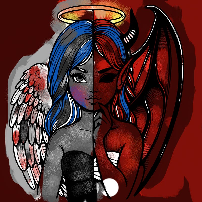 realistic angel half demon