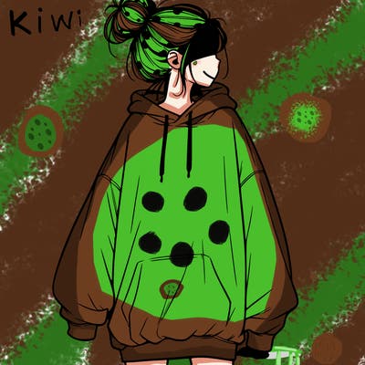 realistic girl with a oversized sweatshirt on and a bun