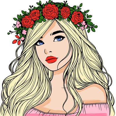 realistic girl with flower crown