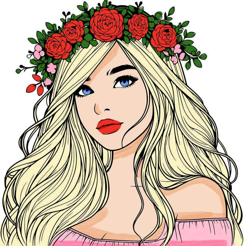 realistic girl with flower crown