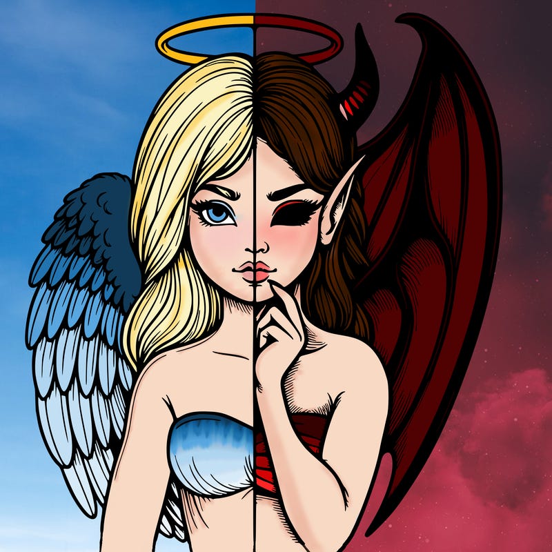 realistic angel half demon