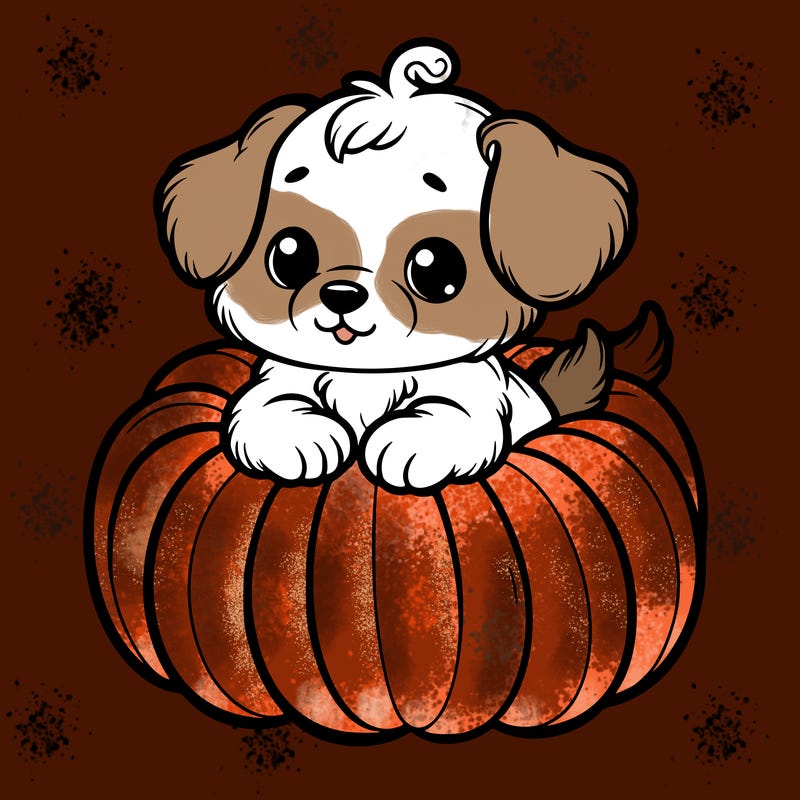 cute little puppy in a pumpkin