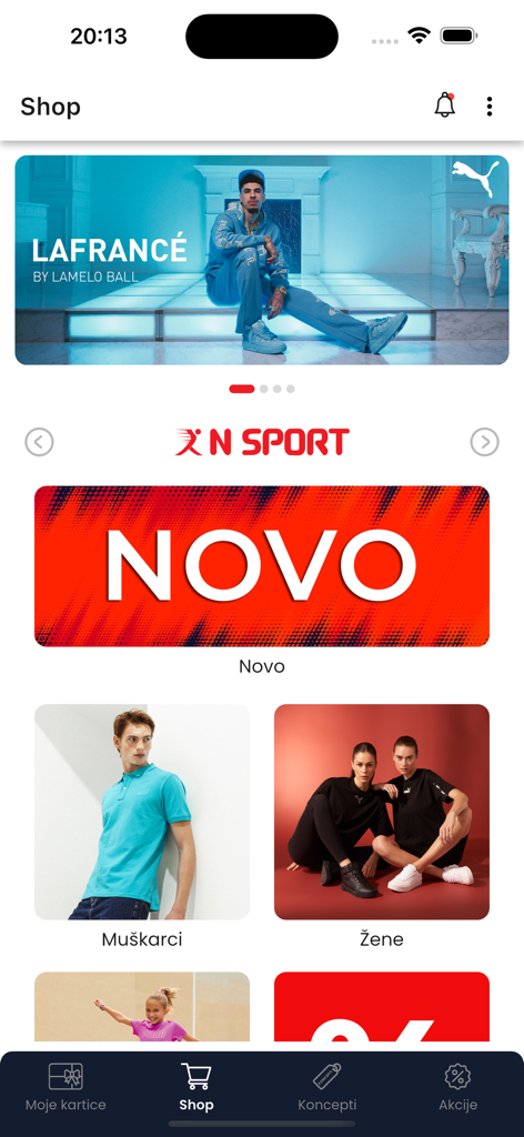 Sport N Fashion - Sport N Fashion app shop page displaying sportswear collections and apparel categories