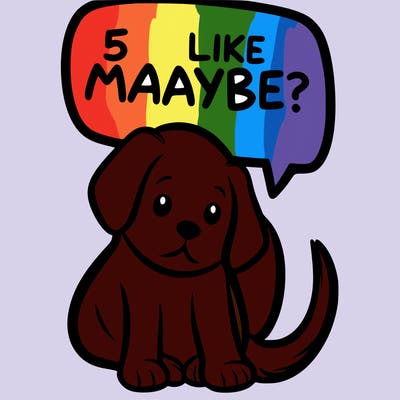 a puppy that says 5 like maybe