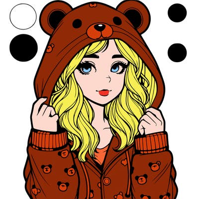 realistic girl in a animal pjs hoodie