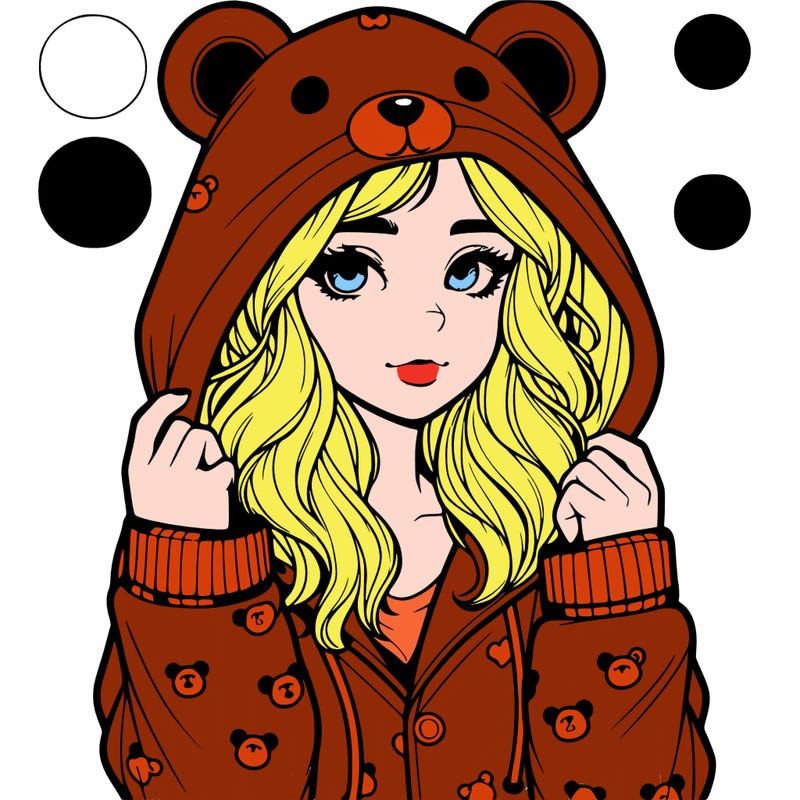 realistic girl in a animal pjs hoodie