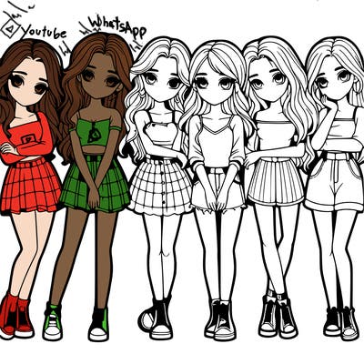 a group of girls realistic