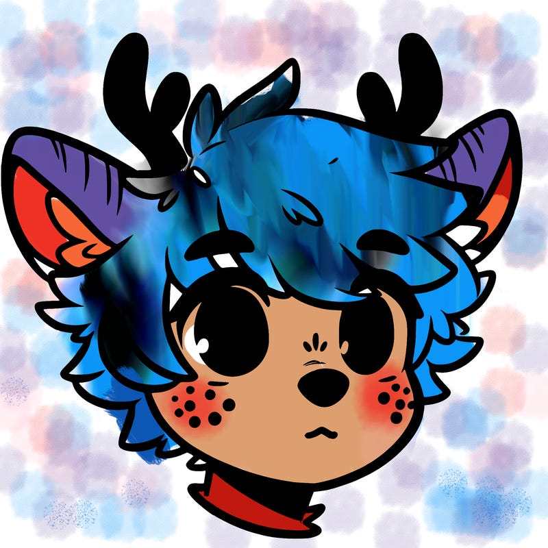 a humanoid deer with soft fluffy ears