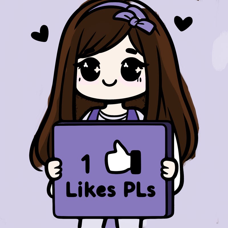 girl holding a sign saying 10 likes pls