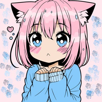 shy anime catgirl