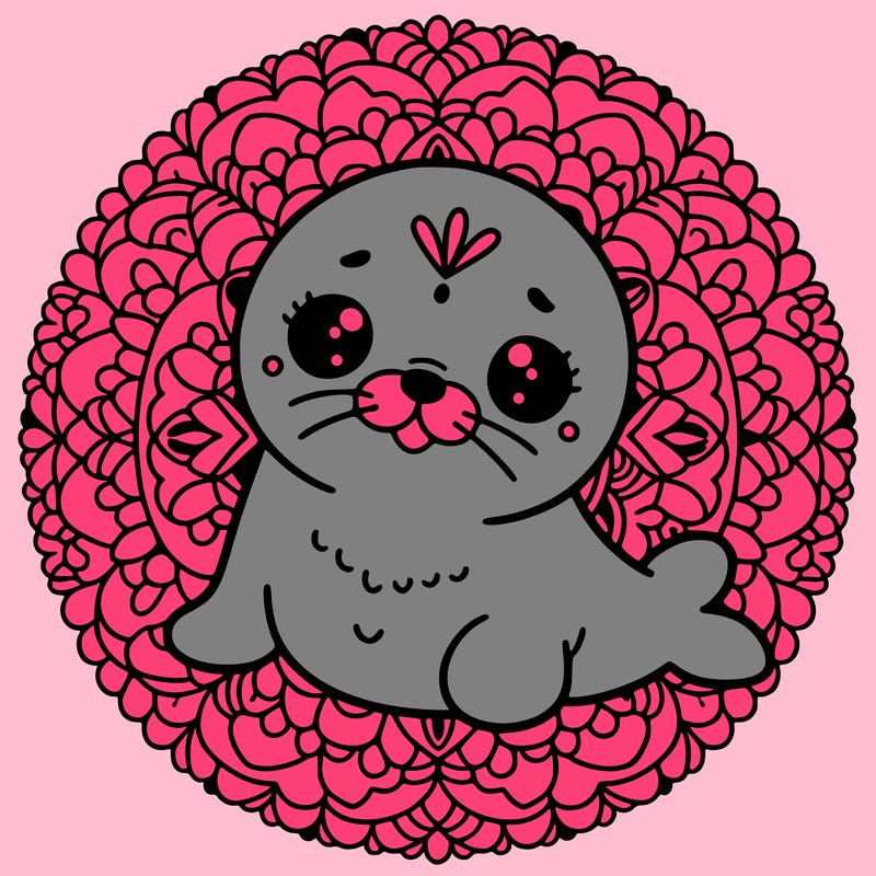 a cute baby seal mandala