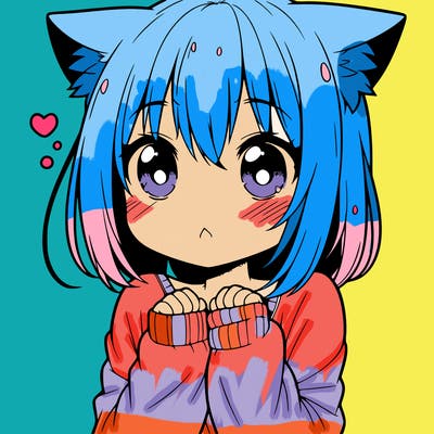 shy anime catgirl