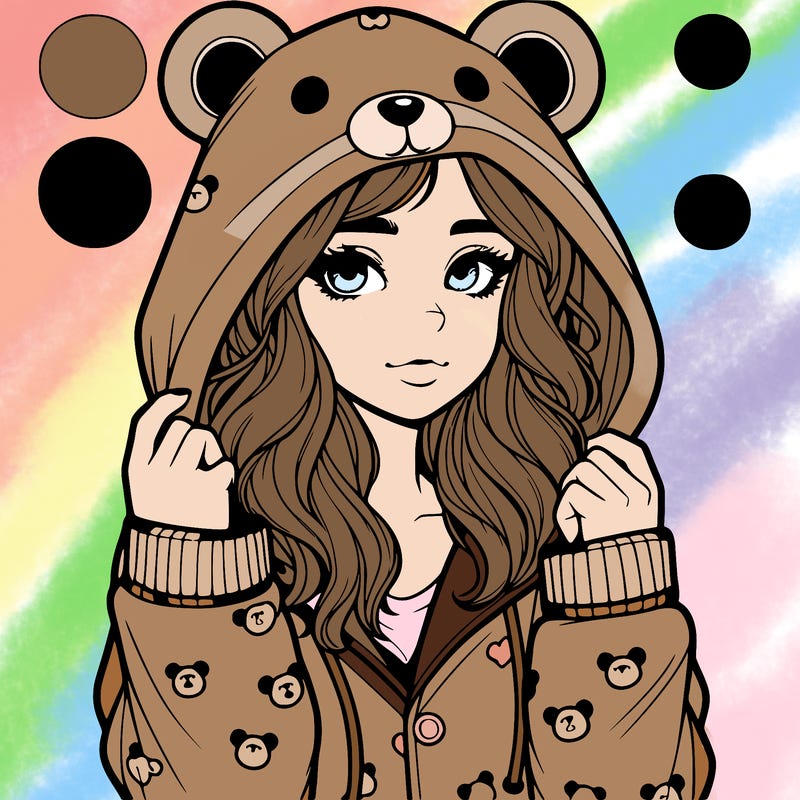 realistic girl in a animal pjs hoodie
