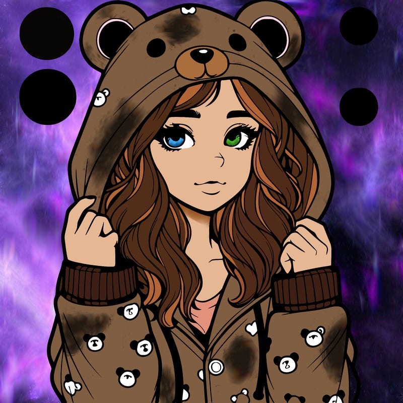 realistic girl in a animal pjs hoodie