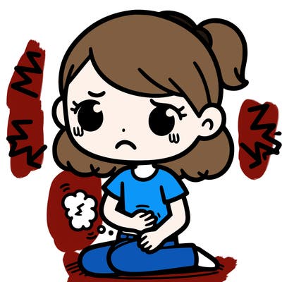 girl having a tummy ache