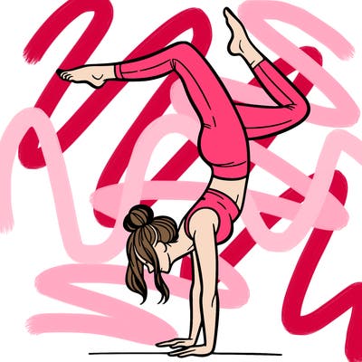 a woman doing a handstand