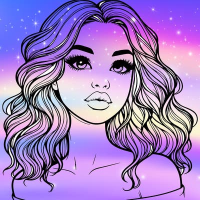 realistic girl with wavy hair and lips