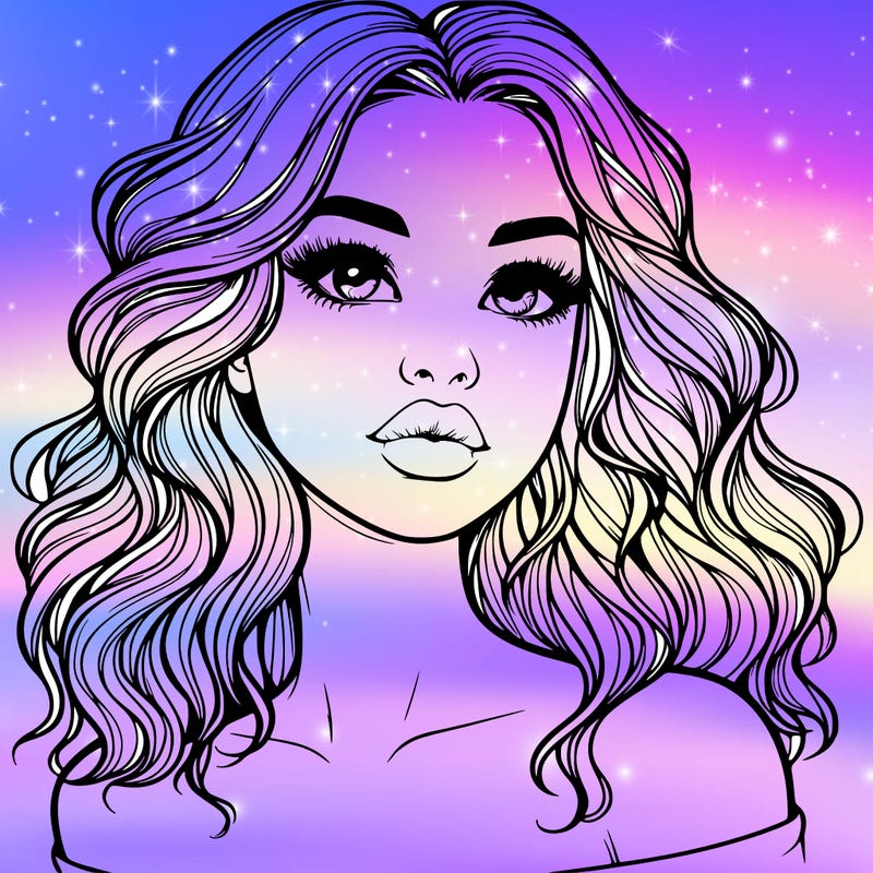 realistic girl with wavy hair and lips