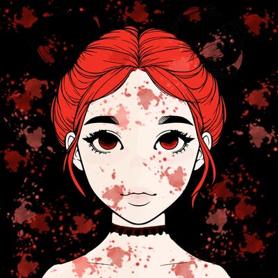 realistic girl with two buns on top of her head