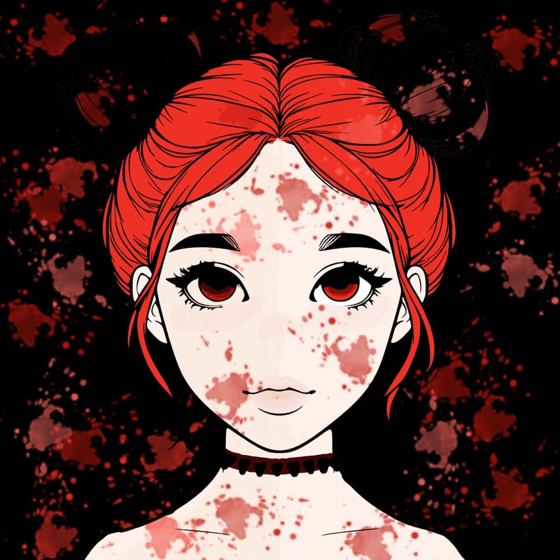 realistic girl with two buns on top of her head