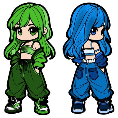 girl in crop top and baggy pants